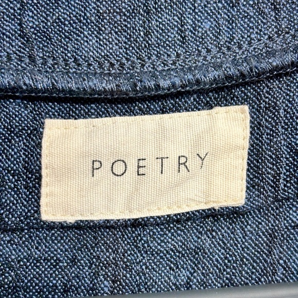 Poetry Linen Cotton Blend Textured Tank Jumpsuit Navy Blue US 6 Cargo Crop - Picture 5 of 9